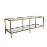 TV Furniture - TV Furniture Basic Gold Gold Glass 130x45x40 cm - Dimehouse