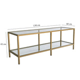 TV Furniture - TV Furniture Basic Gold Gold Glass 130x45x40 cm - Dimehouse