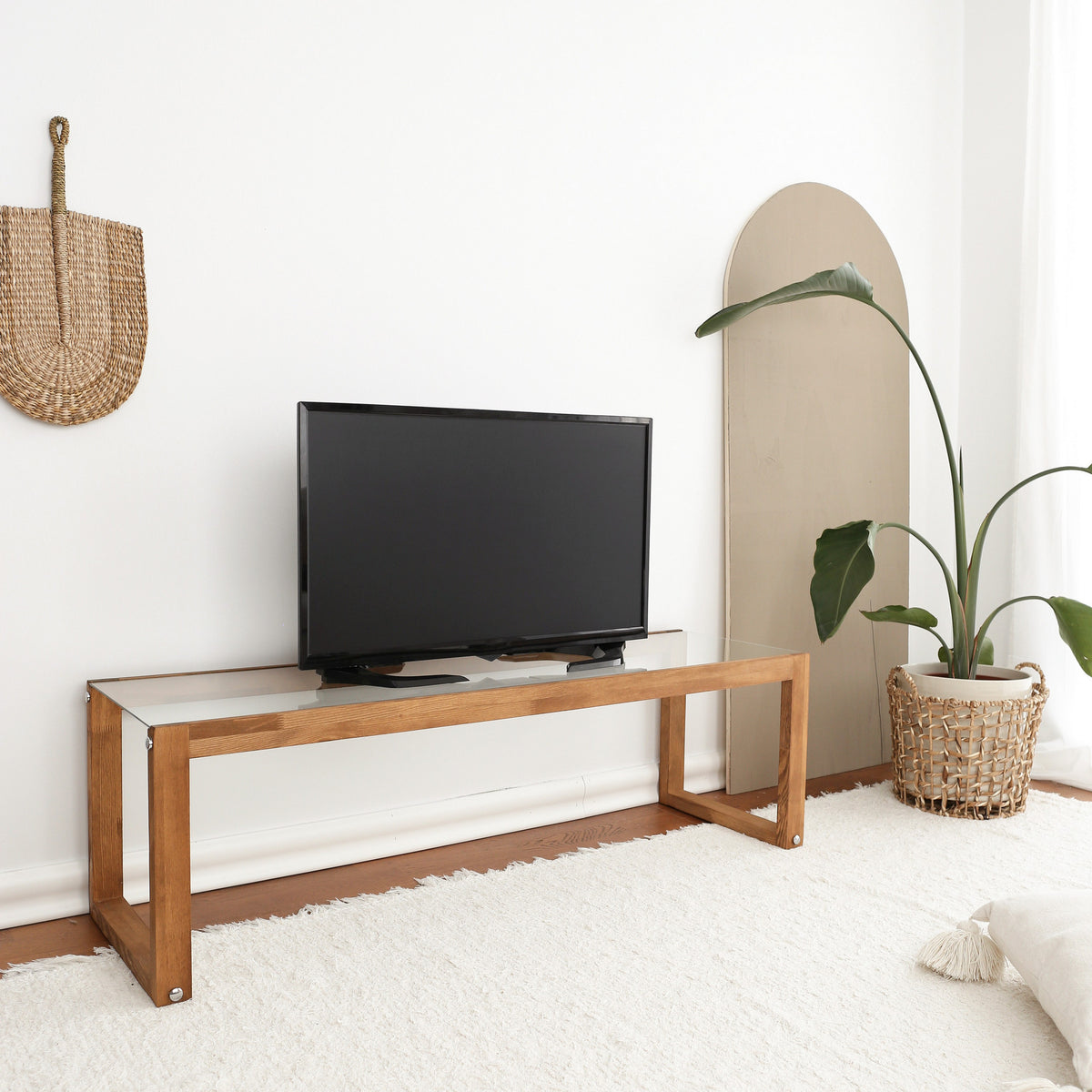 TV Furniture - TV Furniture Via Natural Wood Pine 130x40x40 cm - Dimehouse