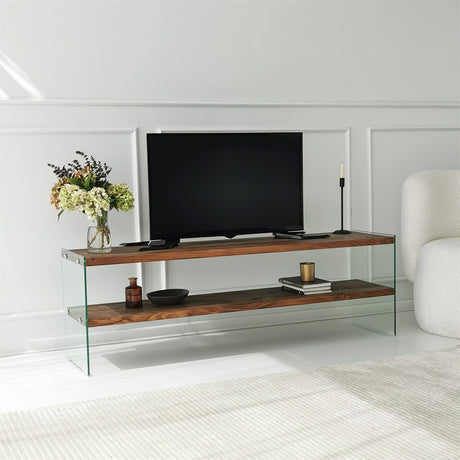 TV Furniture - TV Furniture Aqua Natural Glass 140x45x35 cm - Dimehouse