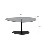 Coffee Tables - Organic Design Coffee Table Tinted Glass Torpo - Black Metal Frame - Dimehouse