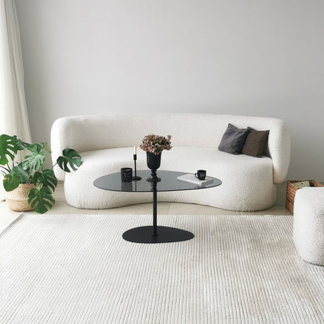 Coffee Tables - Organic Design Coffee Table Tinted Glass Torpo - Black Metal Frame - Dimehouse
