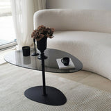 Coffee Tables - Organic Design Coffee Table Tinted Glass Torpo - Black Metal Frame - Dimehouse