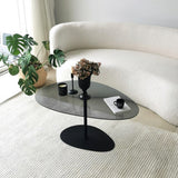 Coffee Tables - Organic Design Coffee Table Tinted Glass Torpo - Black Metal Frame - Dimehouse