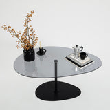Coffee Tables - Organic Design Coffee Table Tinted Glass Torpo - Black Metal Frame - Dimehouse