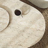 Coffee tables - Organic Coffee Table Travertine Melamine marble look Melta - 105x65 cm - Dimehouse