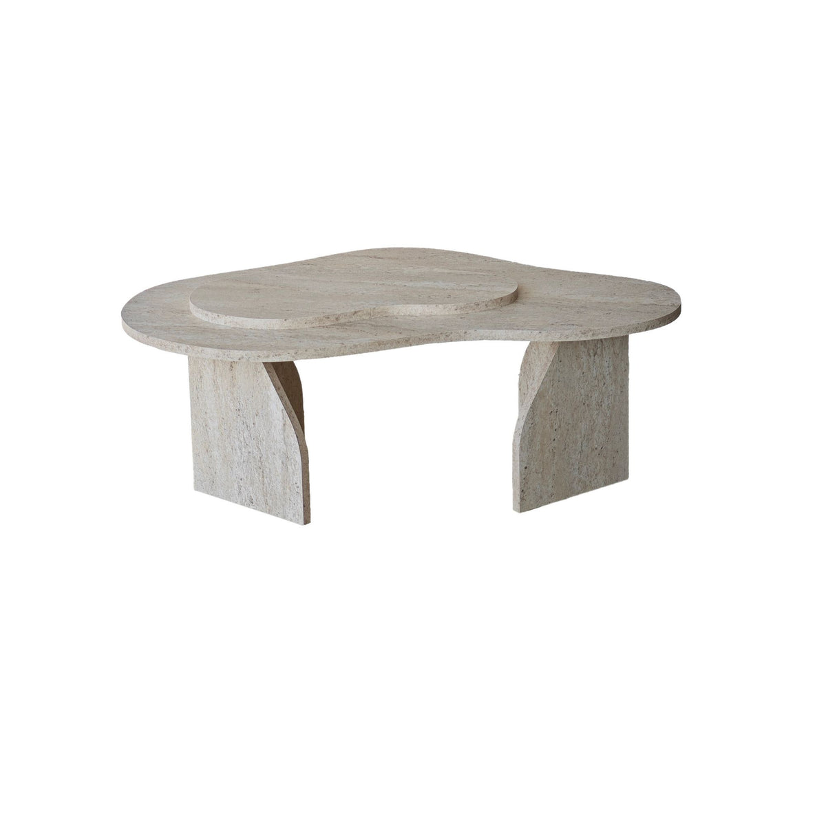 Coffee tables - Organic Coffee Table Travertine Melamine marble look Melta - 105x65 cm - Dimehouse