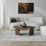 Coffee Tables - Organic Coffee Table Japandi Walnut Melamine Rack - 105x65 cm - Dimehouse