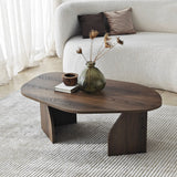 Coffee Tables - Organic Coffee Table Japandi Walnut Melamine Rack - 105x65 cm - Dimehouse