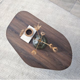 Coffee Tables - Organic Coffee Table Japandi Walnut Melamine Rack - 105x65 cm - Dimehouse