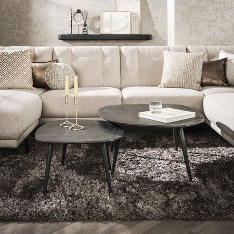 Coffee Tables - Organic Coffee Table Set of 2 Conner Ceramic Look Gray - Dimehouse