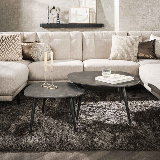 Coffee Tables - Organic Coffee Table Set of 2 Conner Ceramic Look Gray - Dimehouse
