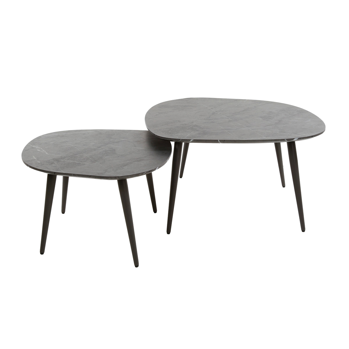 Coffee Tables - Organic Coffee Table Set of 2 Conner Ceramic Look Gray - Dimehouse