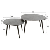 Coffee Tables - Organic Coffee Table Set of 2 Conner Ceramic Look Gray - Dimehouse