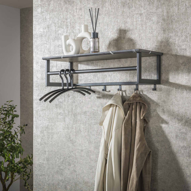 Coat racks - Coat rack Kris 6 - Angled Black - With rod - Dimehouse