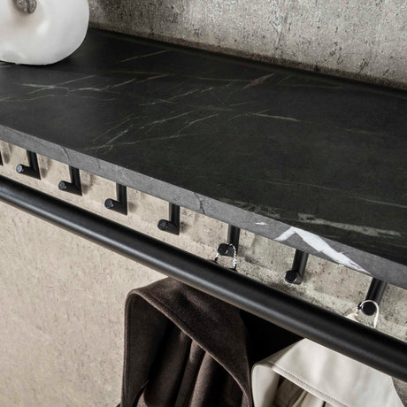Coat racks - Coat rack Kimi 10 - Angled Black Ceramic - With rod and hat shelf - Dimehouse