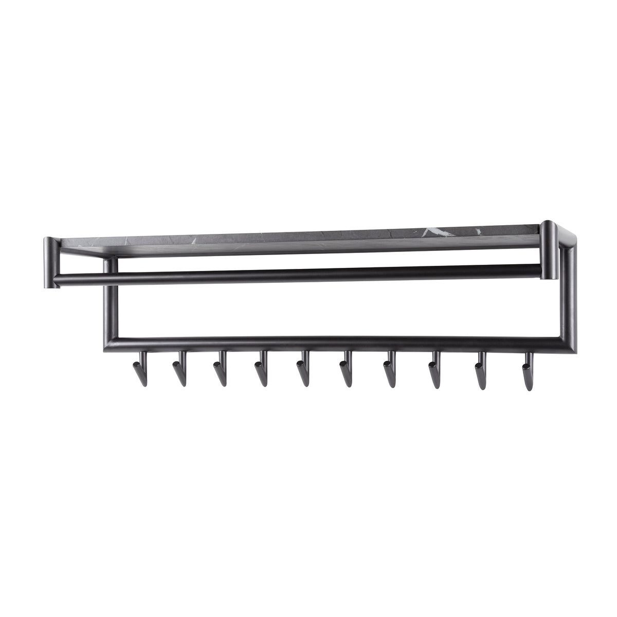 Coat racks - Coat rack Kimi 10 - Angled Black Ceramic - With rod and hat shelf - Dimehouse