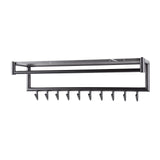 Coat racks - Coat rack Kimi 10 - Angled Black Ceramic - With rod and hat shelf - Dimehouse
