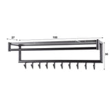 Coat racks - Coat rack Kimi 10 - Angled Black Ceramic - With rod and hat shelf - Dimehouse