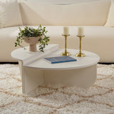 Coffee Tables - Round Coffee Table Wood White 85 cm Wood Look Melamine Orin - Dimehouse