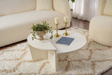 Coffee Tables - Round Coffee Table Wood White 85 cm Wood Look Melamine Orin - Dimehouse