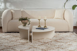 Coffee Tables - Round Coffee Table Wood White 85 cm Wood Look Melamine Orin - Dimehouse