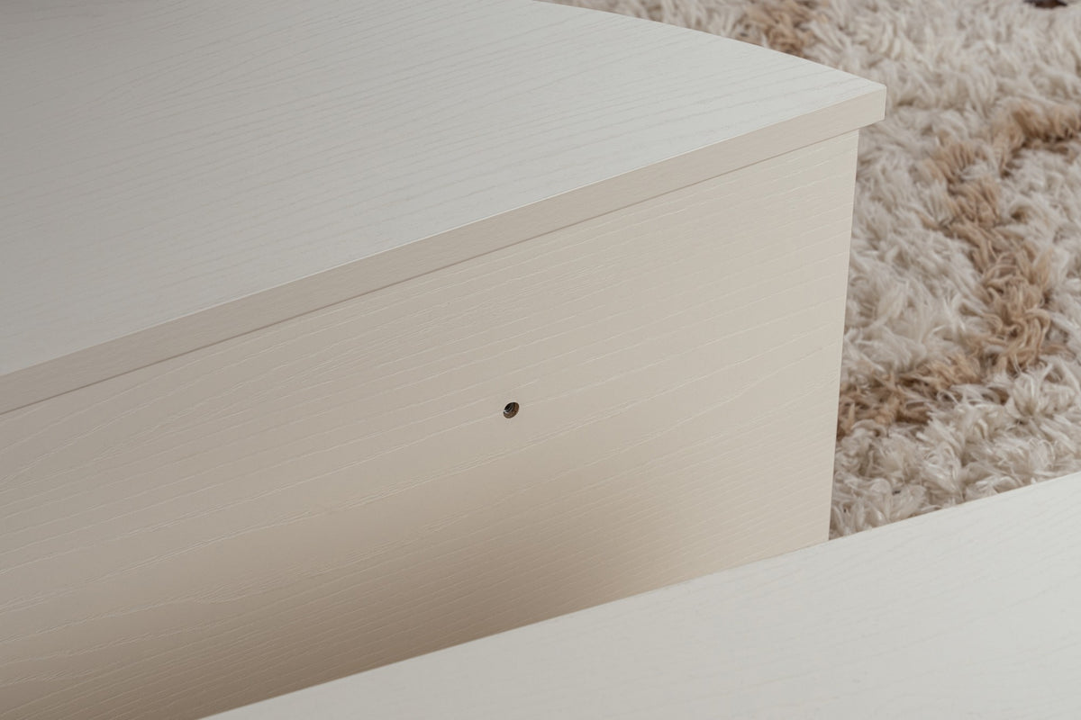 Coffee Tables - Round Coffee Table Wood White 85 cm Wood Look Melamine Orin - Dimehouse