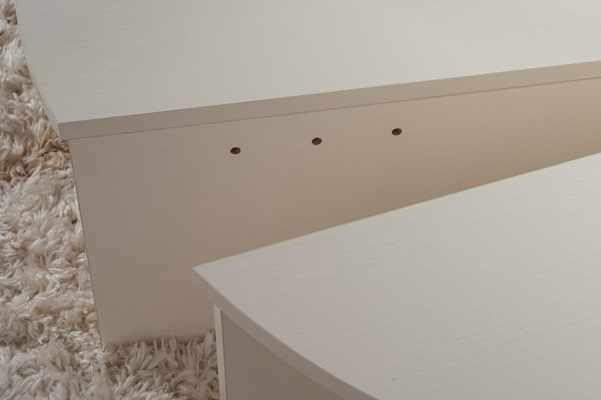 Coffee Tables - Round Coffee Table Wood White 85 cm Wood Look Melamine Orin - Dimehouse