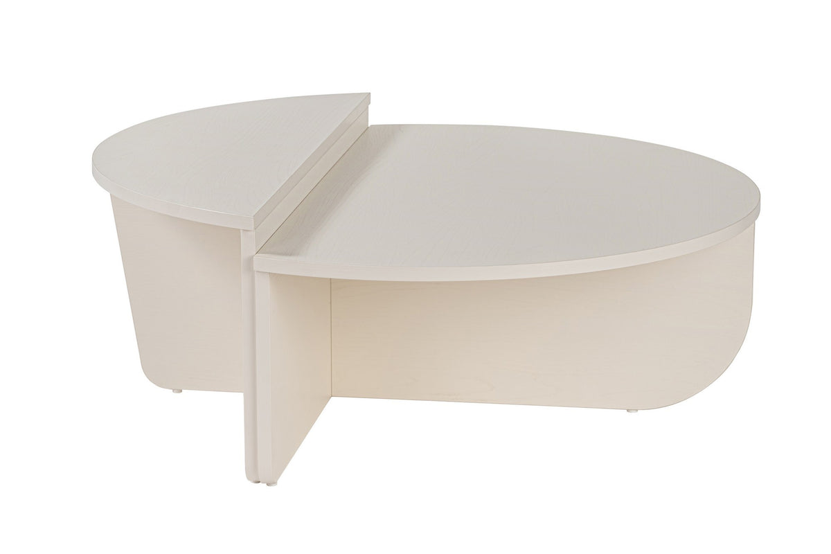 Coffee Tables - Round Coffee Table Wood White 85 cm Wood Look Melamine Orin - Dimehouse