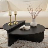 Coffee Tables - Round Coffee Table Black Stepped Melamine 85 cm Orin - Dimehouse