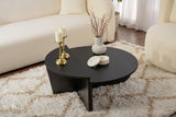 Coffee Tables - Round Coffee Table Black Stepped Melamine 85 cm Orin - Dimehouse