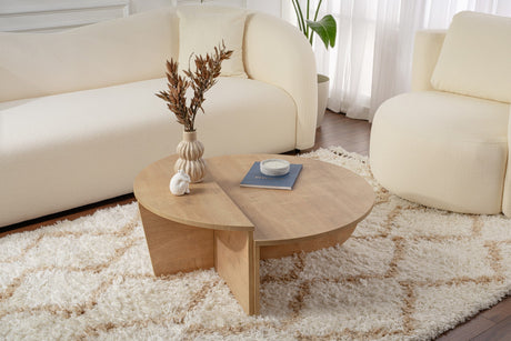 Coffee Tables - Round Coffee Table Natural 85 cm Melamine Orin - Dimehouse