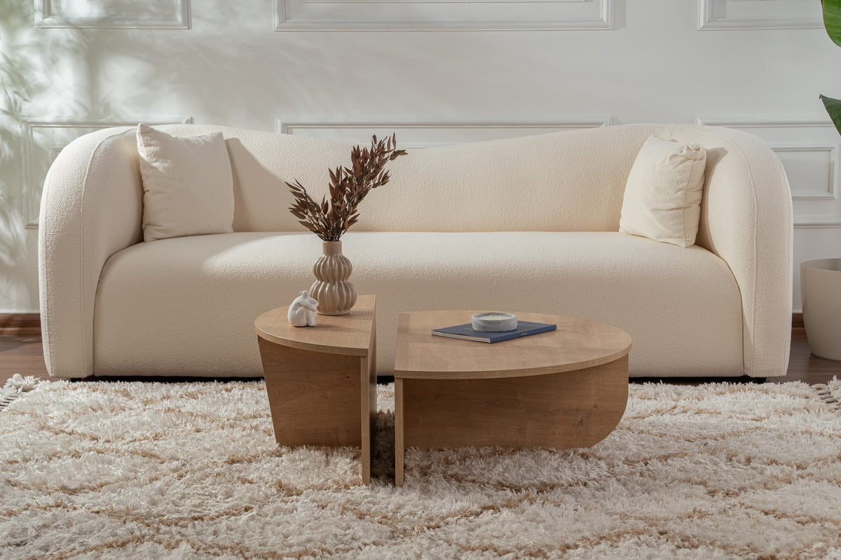 Coffee Tables - Round Coffee Table Natural 85 cm Melamine Orin - Dimehouse