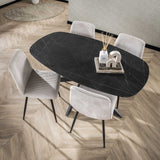 Dining tables - Mysha Danish Oval Melamine Dining Table Black 150x90 cm - Dimehouse