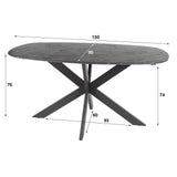 Dining tables - Mysha Danish Oval Melamine Dining Table Black 150x90 cm - Dimehouse