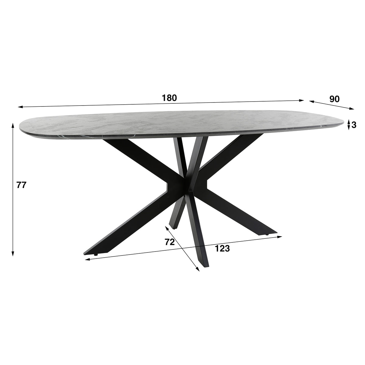 Dining tables - Mysha Danish Oval Melamine dining table 180x90 cm - Dimehouse