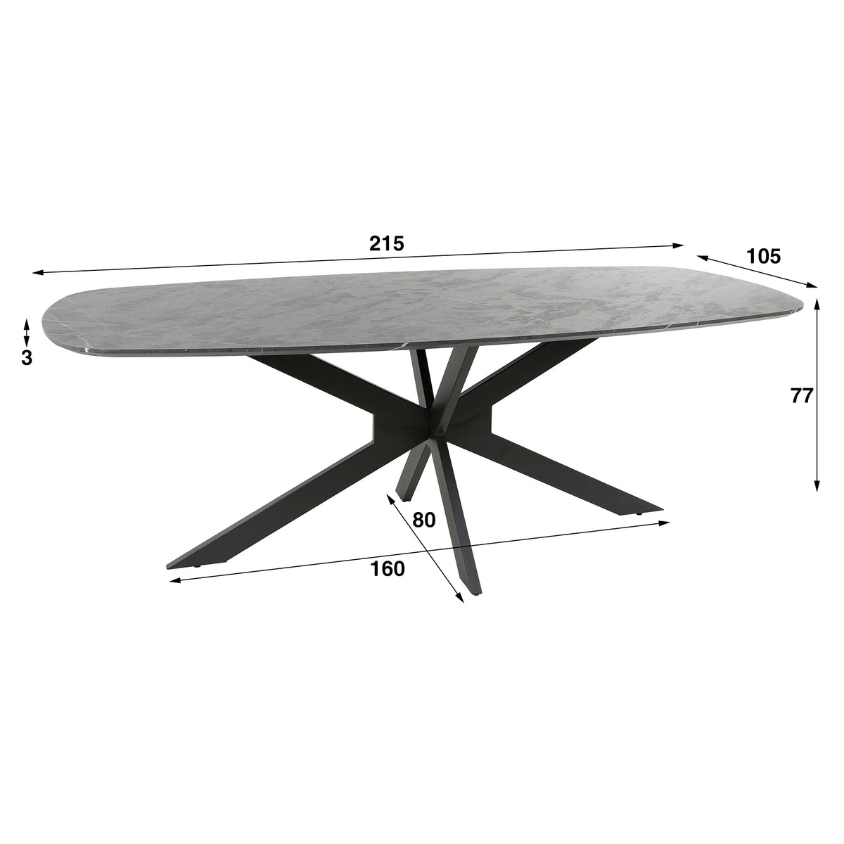 Dining tables - Mysha Danish Oval Melamine dining table 215x105 cm - Dimehouse