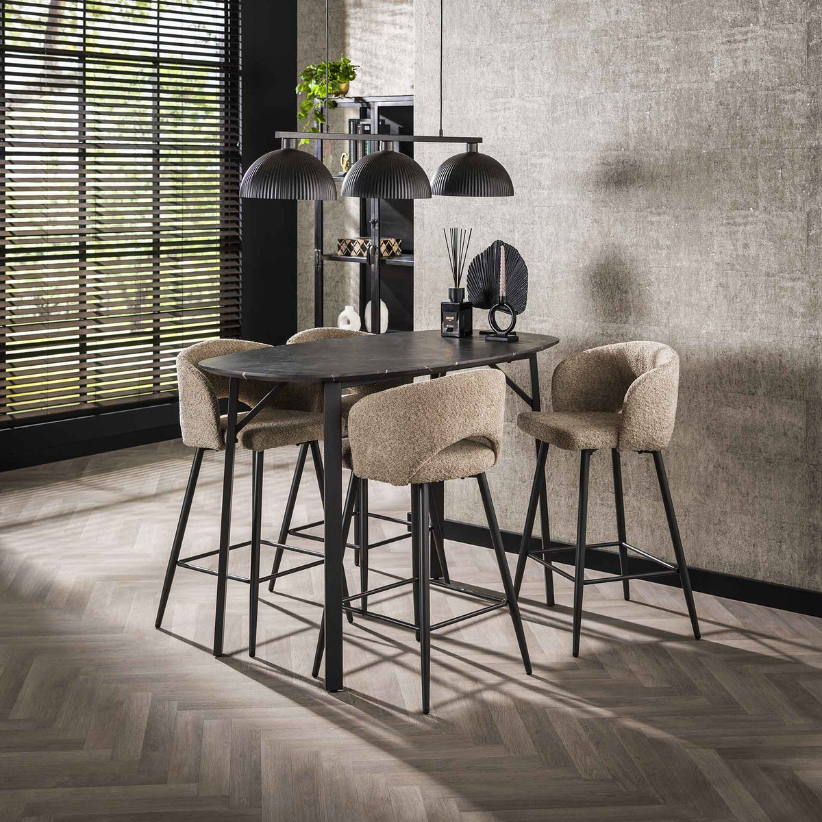 Bar tables - Danish Oval Bar table Jade 140 cm Black Ceramic Look - Dimehouse