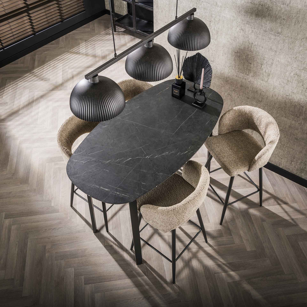 Bar tables - Danish Oval Bar table Jade 140 cm Black Ceramic Look - Dimehouse