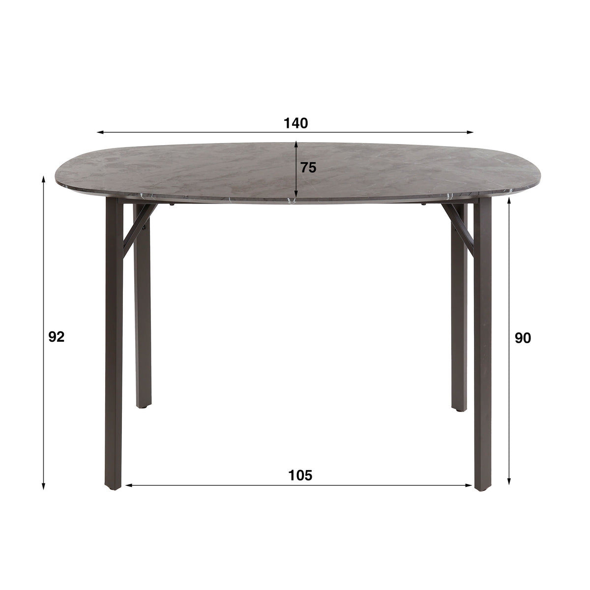 Bar tables - Danish Oval Bar table Jade 140 cm Black Ceramic Look - Dimehouse