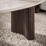 Coffee tables - Set of 2 organic coffee tables Cruz - ceramic Taj Mahal dark brown wood look ribbed - Dimehouse