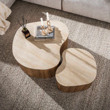Set of 2 organic coffee tables Cruz bold - ceramic Travertine - top view
