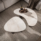 Organic coffee table set of 2 with luxurious 3D Taj Mahal ceramics - top view