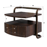 Bedside table - Floating bedside table with 1 drawer dark brown wood bronze frame Blaze - Dimehouse