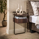 Bedside table - Bedside table with 1 drawer dark brown wood bronze frame Blaze - Dimehouse