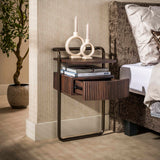 Bedside table - Bedside table with 1 drawer dark brown wood bronze frame Blaze - Dimehouse