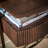 Bedside table - Bedside table with 1 drawer dark brown wood bronze frame Blaze - Dimehouse