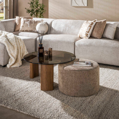 Round coffee table set table with ottoman