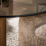 Round coffee table set table with ottoman - detail