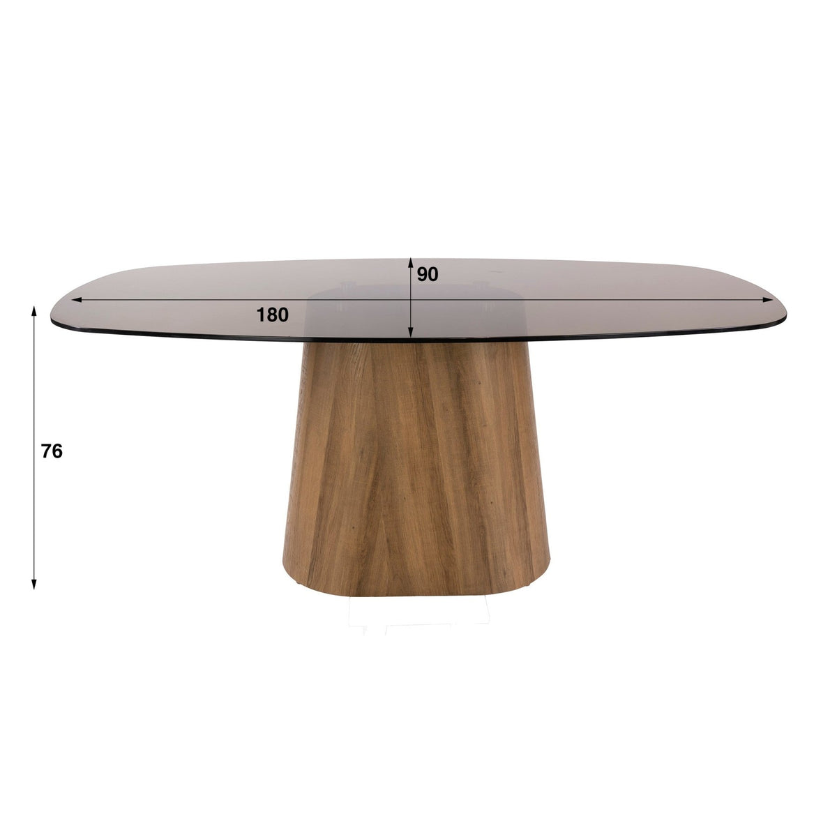 Dining table - Danish oval dining table brown smoked glass oak - Thor look frame 180 cm - Dimehouse